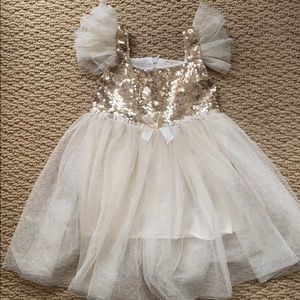 Cream and gold fancy tutu dress/flower girl dress